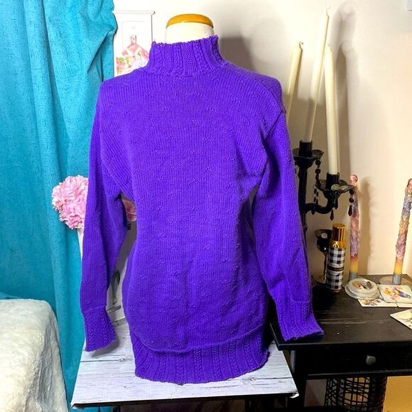 🌷VINTAGE🌷 Long Knit Turtleneck Sweater Dress - Picture 8 of 9